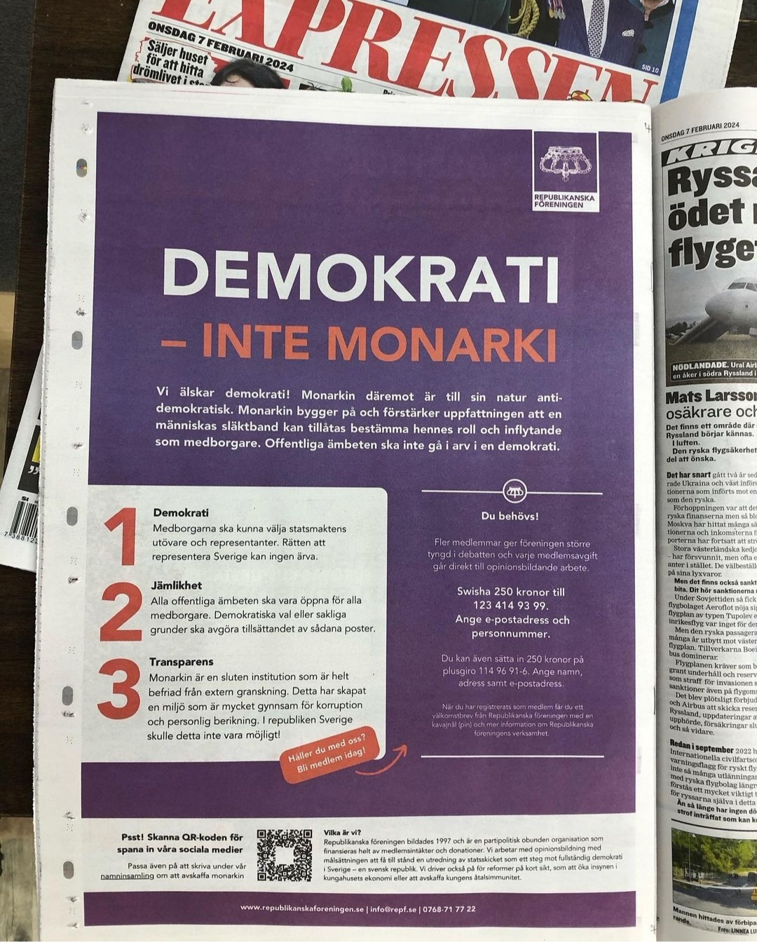 Republikanerna har gjort en hel sida annons i Expressen!